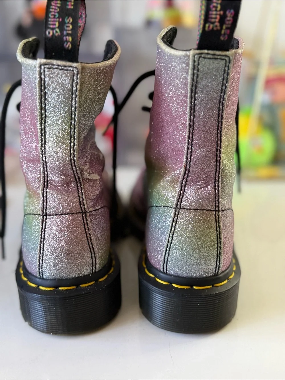Dr. Martens Iridescent Glitter Lace-Up Ankle Boots